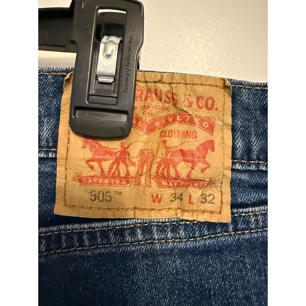Levi's‎ 505 Mens Jeans 34x32 Dark Wash Regular Fit Straight Leg Denim Pants - Picture 3 of 7